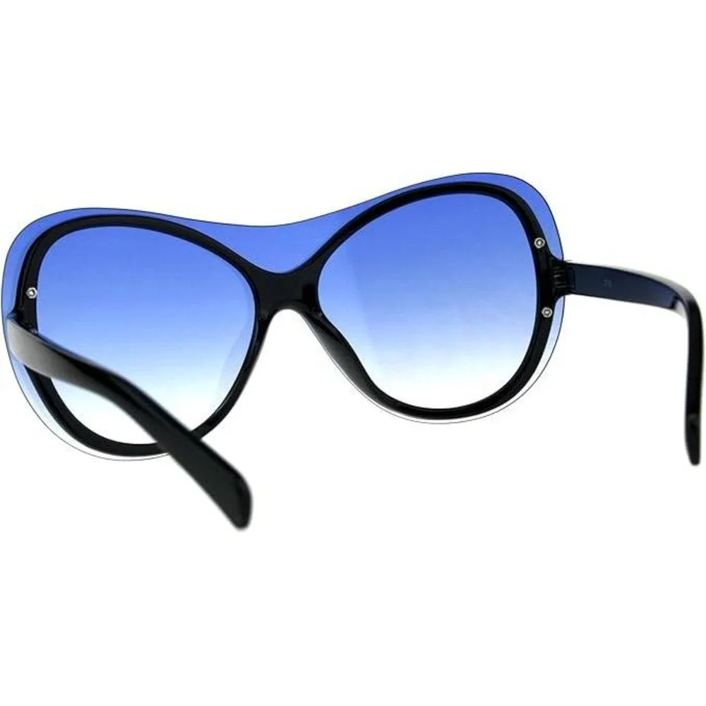 Oversized Sunglasses‎ Women Fashion Shield Visor Blue Lens Cat Eye Trendy Style